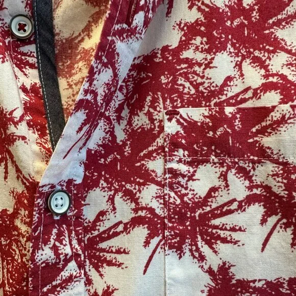 Vintage Jam Session Palm Tree Button Shirt Red White Y2K Surf Casual M - Picture 4 of 9
